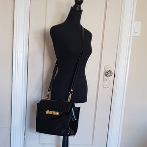 GIANNI VERSACE MEDUSA PATENT LEATHER CROSSBODY